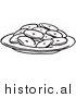 Historical Clipart of a Plate Full of Cookies - Black and White Outline by Picsburg