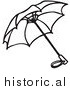 Historical Clipart of an Opened Umbrella Outline by Picsburg