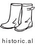 Historical Clipart of Rain Boots - Black and White Outline by Picsburg