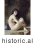 Historical Illustration of a Bather Woman with a Cloth over Her Head, Seated Nude by William-Adolphe Bouguereau by JVPD