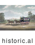 Historical Illustration of a Dog Running Alongside Men on the Unicorn Norwich Coach by JVPD