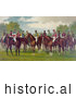 Historical Illustration of a Group of Jockeys on Their Horses by Picsburg