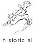 Historical Illustration of a Late Cartoon Businessman Running Real Fast - Outlined Version by Picsburg