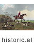 Historical Illustration of a Man, Captain Ricketts, on Horseback, Fox Hunting with Dogs by JVPD