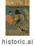 Historical Illustration of a Tourist in a Carriage in Japan by JVPD