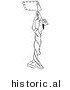 Historical Illustration of a Twisted Cartoon Male Worker Unscrewing Bolts with a Big Happy Smile - Outlined Version by Picsburg