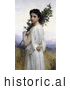 Historical Illustration of a Young Woman Holding a Laurel Branch, by William-Adolphe Bouguereau by JVPD