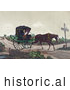 Historical Illustration of an Exhausted Horse Pulling Deacon Jones in a Carriage, While a Man in a Horsedrawn Sulky Quickly Gains on Them in the Background by JVPD