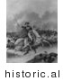 Historical Illustration of General Andrew Jackson Charging Forward with Soldiers - Battle of New Orleans - Black and White Version by JVPD