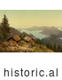 Historical Illustration of Houses near Lake Lucerne, Switzerland by Picsburg
