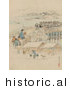 Historical Illustration of Japanese Men Confronting Samurai Warriors on a Bridge by JVPD