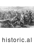 Historical Illustration of Massacre of United States Troops by the Sioux and Cheyenne India 1866 - Black and White Version by JVPD