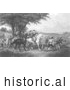 Historical Illustration of Provision Train - American History - Black and White by Picsburg
