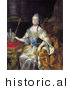 Historical Illustration of Queen Catherine II of Russia Sitting with a Wand by JVPD