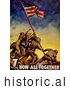 Historical Illustration of Raising the Flag at Iwo Jima 1945 by JVPD