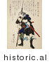 Historical Illustration of Ronin Samurai Leaning on a Long Handled Sword While Grimacing by JVPD