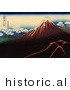 Historical Illustration of Shower Below the Summit - Katsushika Hokusai - Mt Fuji by JVPD