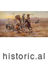 Historical Illustration of Sioux and Blackfeet Indian Battle 1902 by JVPD