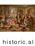 Historical Illustration of the Birth of Old Glory, Betsy Ross American Flag by JVPD