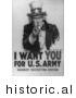Historical Illustration of Uncle Sam: I Want You for US Army - Black and White Version by JVPD