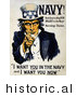 Historical Illustration of Uncle Sam Poster Quote "I Want You in the Navy and I Want You Now" by JVPD