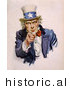 Historical Illustration of Uncle Sam Wearing a Starred Hat While Pointing His Finger Towards You by JVPD