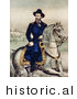 Historical Illustration of Union Lieutenant General Ulysses S. Grant Riding a White Horse by JVPD