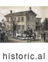 Historical Illustration of Villagers Greeting Abraham Lincoln on Horseback in Front of His House in Springfield, Illinois by Picsburg