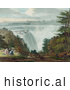 Historical Image of a Man and Three Ladies Picnicking at Goat Island by the American Falls, Niagara Falls by JVPD
