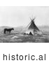 Historical Image of Native American Indian Ute Tepee 1915 - Black and White by JVPD