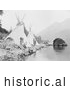 Historical Image of Native American Teepees on the Columbia 1922 - Black and White by JVPD