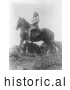 Historical Image of Nez Perce Native American Indian on Horse 1910 - Black and White by Picsburg