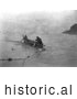 Historical Image of Quinault Indians Fishing 1913 - Black and White by Picsburg