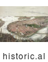 Historical Painting of an Aerial View of Boston As Seen from the North by JVPD