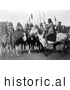 Historical Photo of 6 Crow Indians on Horseback 1908 - Black and White by JVPD