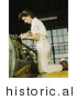 Historical Photo of a Female Riveter Assembling Airplanes by JVPD
