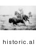 Historical Photo of a Native American Indian Hunting Bison on Horseback 1901 - Black and White Version by JVPD