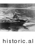 Historical Photo of a Tlingit Woman Paddling a Boat, Hoonah, Alaska 1903 - Native American Indian - Black and White Version by Picsburg