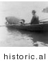 Historical Photo of Annie Edson Taylor in a Barrel, Being Rowed by Boat to a Drop off Point in Niagara - Black and White Version by JVPD