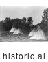 Historical Photo of Assiniboine Indian Camp with Tipis 1908 - Black and White by JVPD