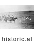 Historical Photo of Atsina Indians on Horses, Overlooking Encampment 1908 - Black and White by JVPD