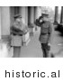 Historical Photo of Babe Ruth and John J. Pershing Facing Each Other While Saluting in Uniform - Black and White Version by JVPD