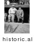 Historical Photo of Babe Ruth in His New York Yankees Baseball Uniform, Standing in the Dugout with John McGraw - Black and White Version by JVPD