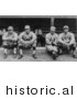 Historical Photo of Four Baseball Players, Babe Ruth, Ernie Shore, Rube Foster, and Del Gainer of the Boston Red Sox, Sitting Together - Black and White Version by JVPD