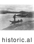 Historical Photo of Indian Canoe with a Sail 1914 - Black and White by Picsburg