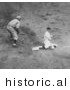 Historical Photo of Joe Judge Stealing Third Base During the 1924 World Series Between the Washington Senators and the New York Giants - Black and White Version by JVPD