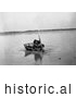 Historical Photo of Mandan Indian Rowing a Bull Boat 1908 - Black and White by Picsburg