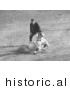 Historical Photo of Max Carey Stealing Second Base During the 1925 World Series Baseball Game - Black and White Version by JVPD