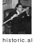 Historical Photo of New York Yankees Baseball Player, Joe Dimaggio, Kissing His Signature on a Baseball Bat, 1941 - Black and White Version by Picsburg