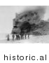 Historical Photo of People on the Beach near the Cliff House As It Burns down in 1907 - Black and White Version by Picsburg